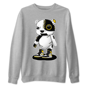 1s Yellow Ochre shirt to match jordans Cyborg Bear sneaker tees Air Jordan 1 High OG Yellow Ochre SNRT Sneaker Release Tees unisex cotton Heather Grey 2 crew neck shirt