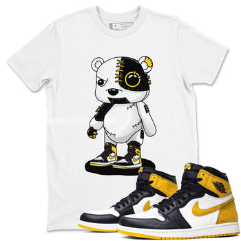 1s Yellow Ochre shirt to match jordans Cyborg Bear sneaker tees Air Jordan 1 High OG Yellow Ochre SNRT Sneaker Release Tees unisex cotton White 1 crew neck shirt