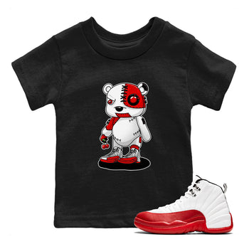 Jordan 12 Retro Cherry shirt to match jordans Varsity Red Cyborg Bear special sneaker matching tees 12s Cherry SNRT sneaker tees Baby Toddler Black 1 T-Shirt