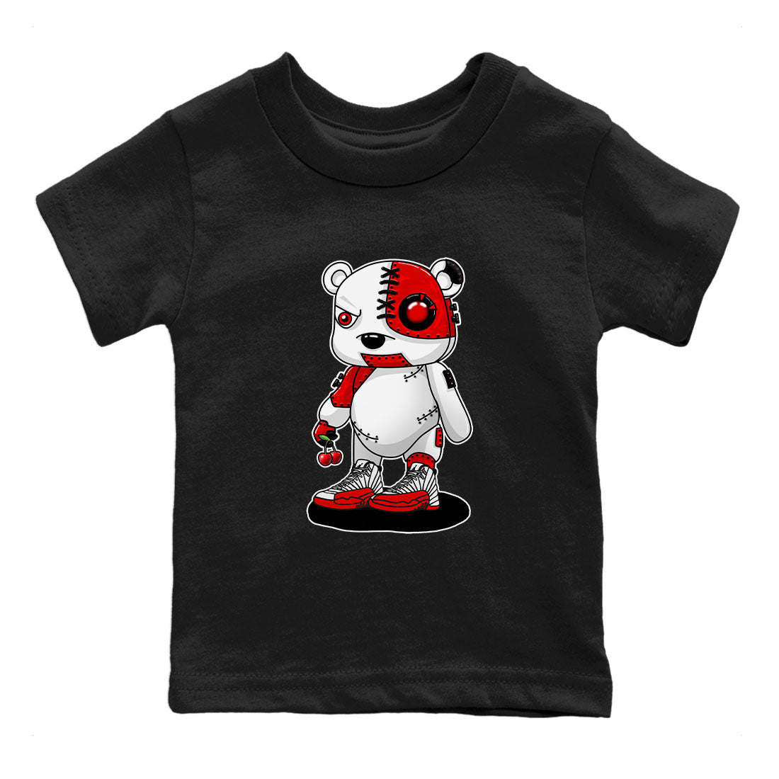 Jordan 12 Retro Cherry shirt to match jordans Varsity Red Cyborg Bear special sneaker matching tees 12s Cherry SNRT sneaker tees Baby Toddler Black 2 T-Shirt