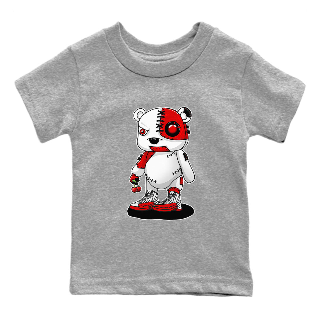 Jordan 12 Retro Cherry shirt to match jordans Varsity Red Cyborg Bear special sneaker matching tees 12s Cherry SNRT sneaker tees Baby Toddler Heather Grey 2 T-Shirt