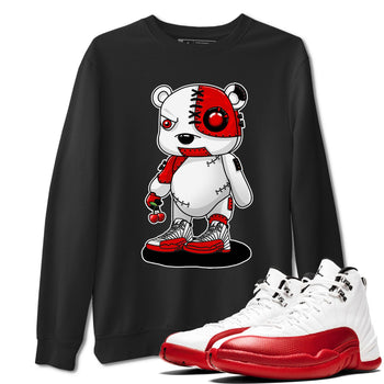 Jordan 12 Retro Cherry shirt to match jordans Varsity Red Cyborg Bear special sneaker matching tees 12s Cherry SNRT sneaker tees Unisex Black 1 T-Shirt