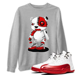 Jordan 12 Retro Cherry shirt to match jordans Varsity Red Cyborg Bear special sneaker matching tees 12s Cherry SNRT sneaker tees Unisex Heather Grey 1 T-Shirt