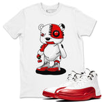 Jordan 12 Retro Cherry shirt to match jordans Varsity Red Cyborg Bear special sneaker matching tees 12s Cherry SNRT sneaker tees Unisex White 1 T-Shirt