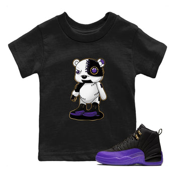 12s Field Purple shirt to match jordans Cyborg Bear sneaker tees Air Jordan 12 Field Purple SNRT Sneaker Release Tees Baby Toddler Black 1 T-Shirt