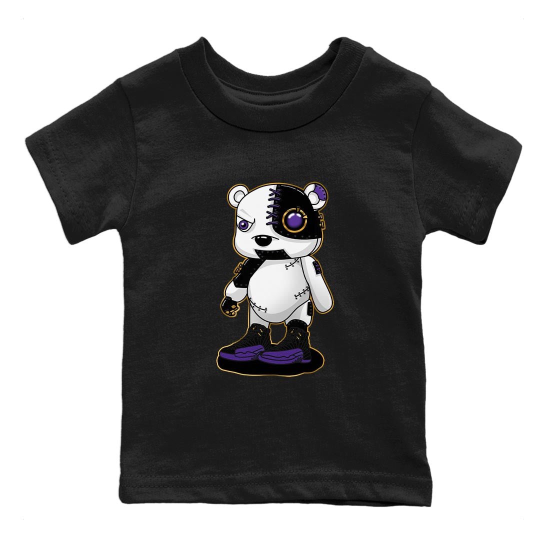 12s Field Purple shirt to match jordans Cyborg Bear sneaker tees Air Jordan 12 Field Purple SNRT Sneaker Release Tees Baby Toddler Black 2 T-Shirt
