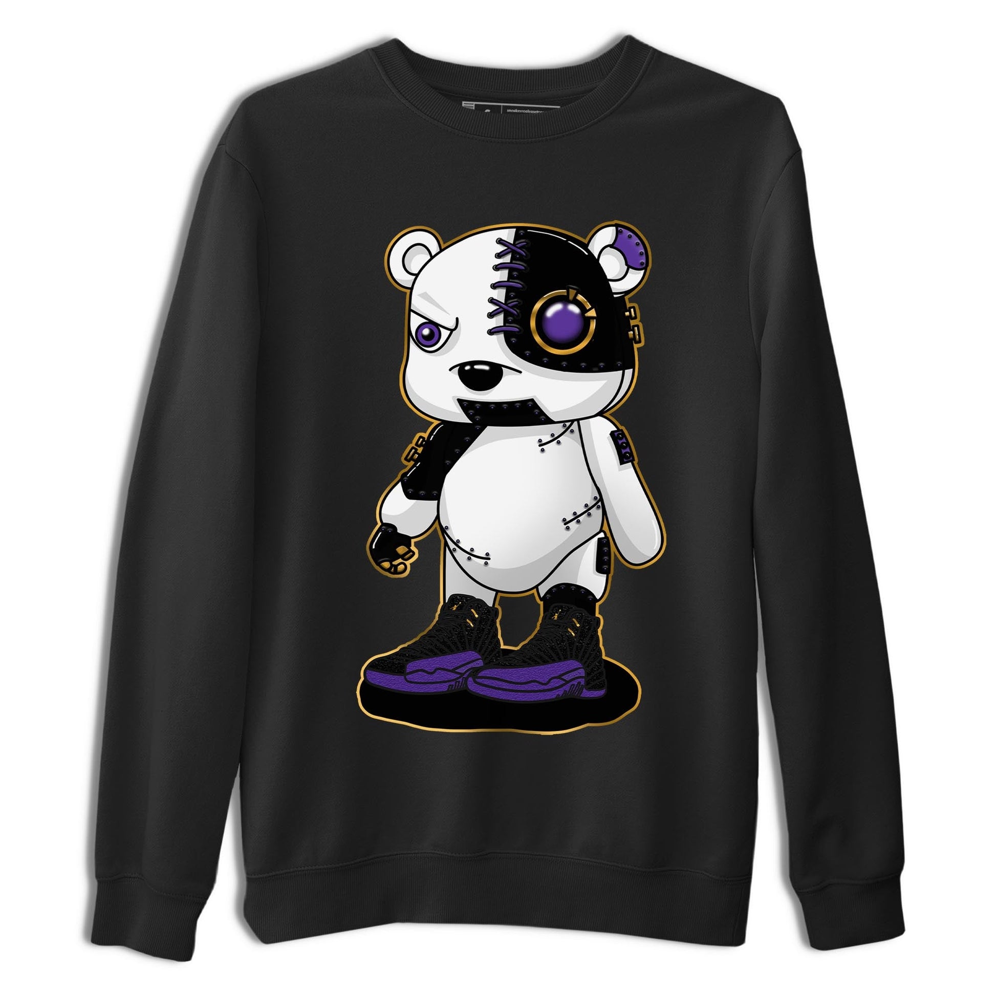 12s Field Purple shirt to match jordans Cyborg Bear sneaker tees Air Jordan 12 Field Purple SNRT Sneaker Release Tees Crew Neck Casual Unisex Black 2 T-Shirt