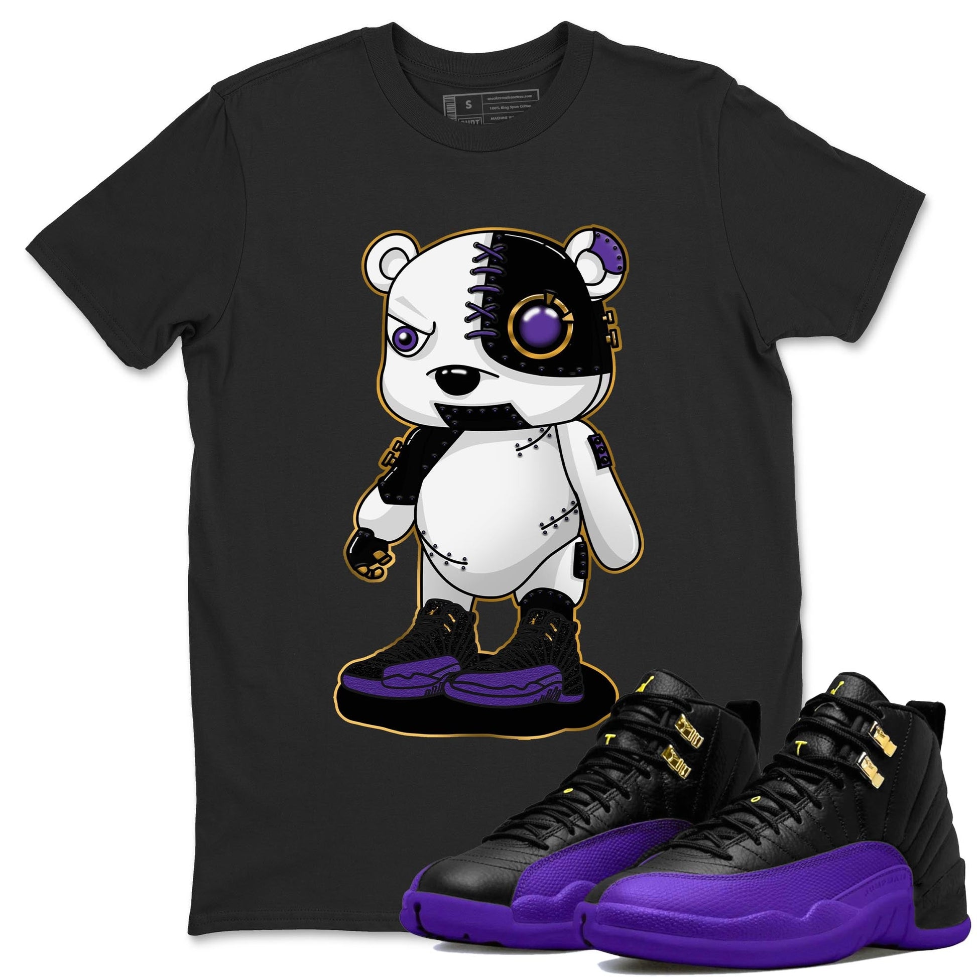 12s Field Purple shirt to match jordans Cyborg Bear sneaker tees Air Jordan 12 Field Purple SNRT Sneaker Release Tees Crew Neck Casual Unisex Black 1 T-Shirt