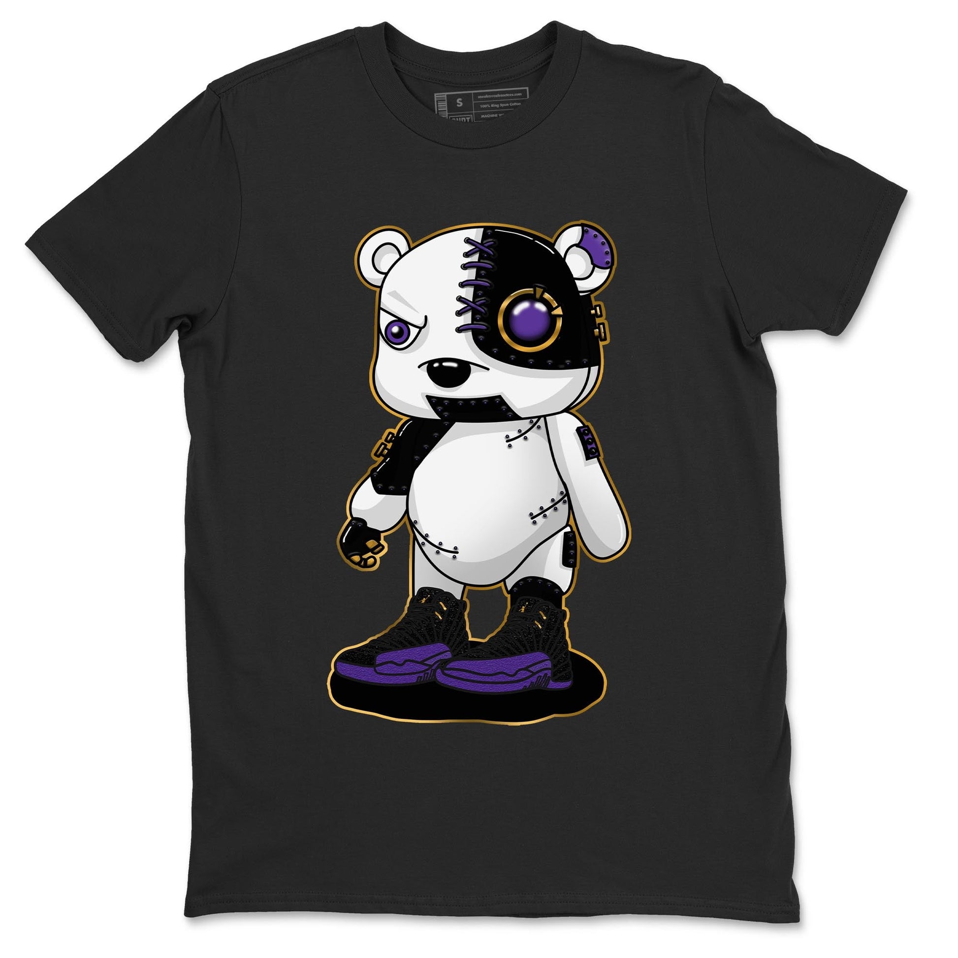 12s Field Purple shirt to match jordans Cyborg Bear sneaker tees Air Jordan 12 Field Purple SNRT Sneaker Release Tees Crew Neck Casual Unisex Black 2 T-Shirt