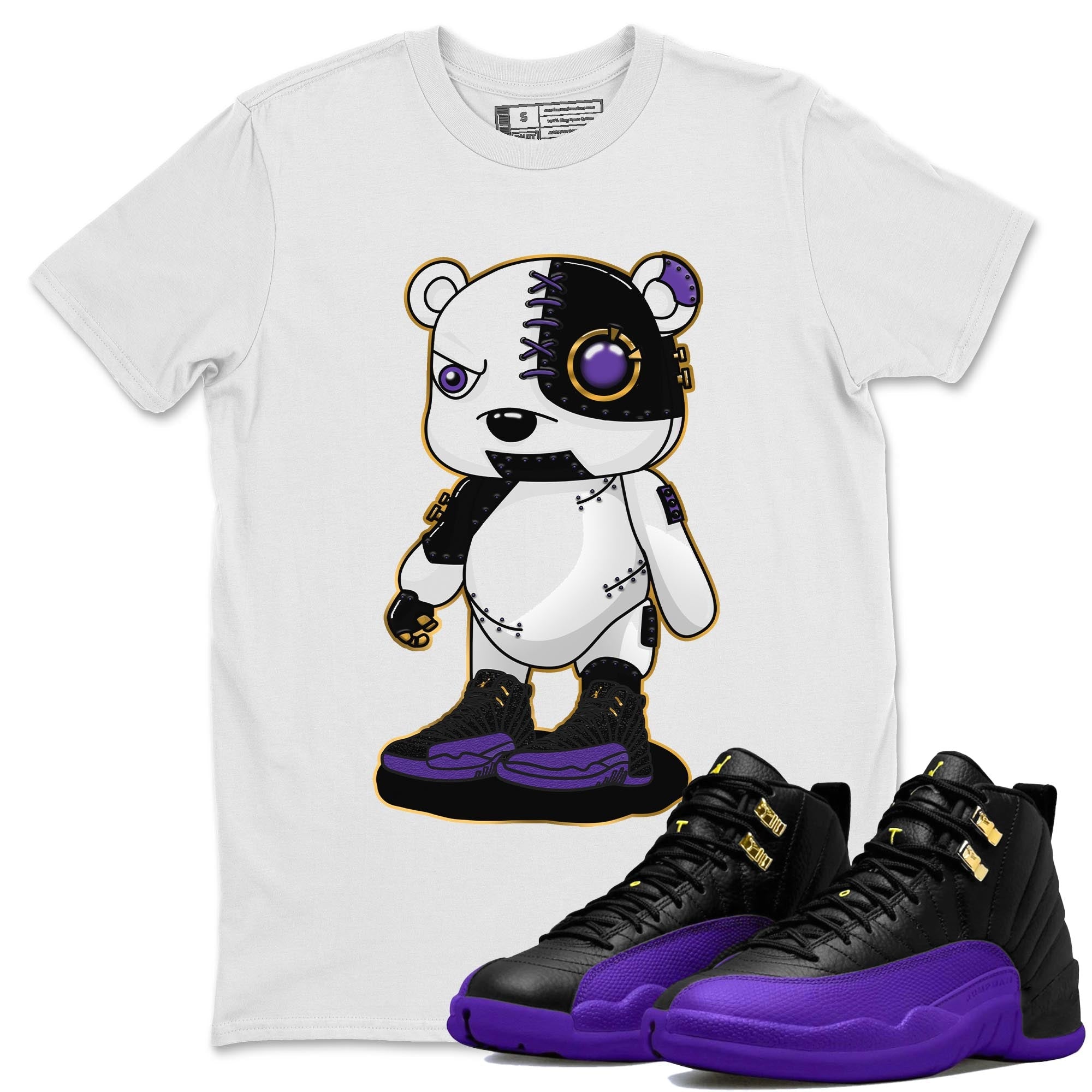 12s Field Purple shirt to match jordans Cyborg Bear sneaker tees Air Jordan 12 Field Purple SNRT Sneaker Release Tees Crew Neck Casual Unisex White 1 T-Shirt