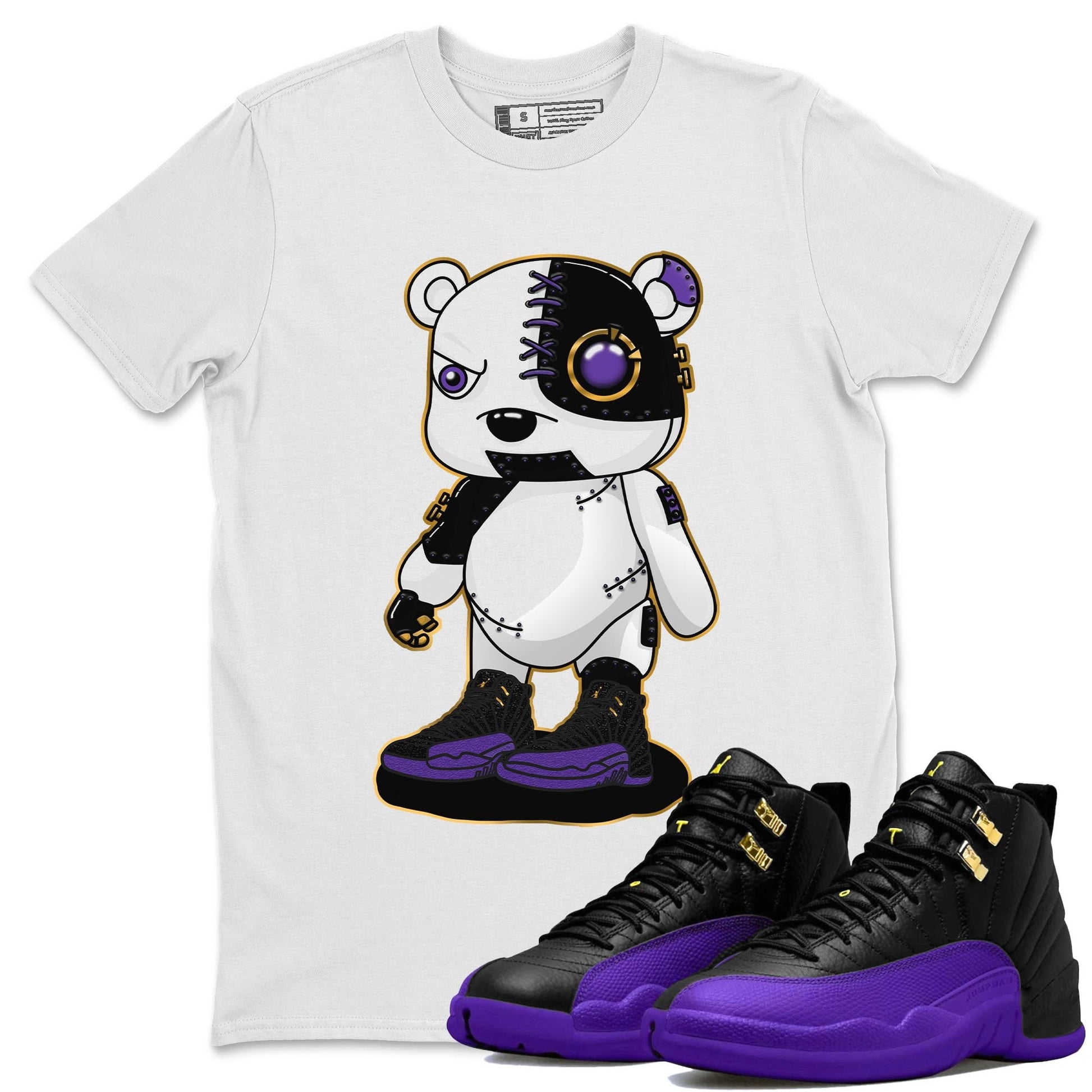 12s Field Purple shirt to match jordans Cyborg Bear sneaker tees Air Jordan 12 Field Purple SNRT Sneaker Release Tees Crew Neck Casual Unisex White 1 T-Shirt