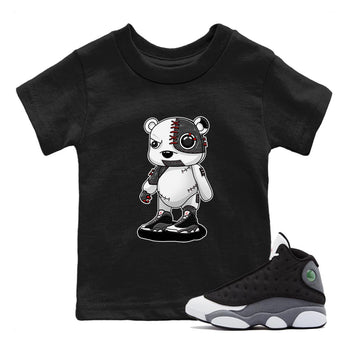 Air Jordan 13 Black Flint Sneaker Match Tees Cyborg Bear Sneaker Tees AJ 13s Black Flint Sneaker Release Tees Kids Shirts Black 1
