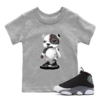 Air Jordan 13 Black Flint Sneaker Match Tees Cyborg Bear Sneaker Tees AJ 13s Black Flint Sneaker Release Tees Kids Shirts Heather Grey 1