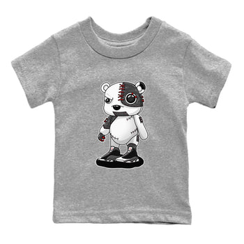 Air Jordan 13 Black Flint Sneaker Match Tees Cyborg Bear Sneaker Tees AJ 13s Black Flint Sneaker Release Tees Kids Shirts Heather Grey 2
