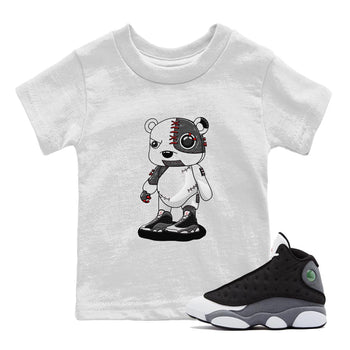 Air Jordan 13 Black Flint Sneaker Match Tees Cyborg Bear Sneaker Tees AJ 13s Black Flint Sneaker Release Tees Kids Shirts White 1