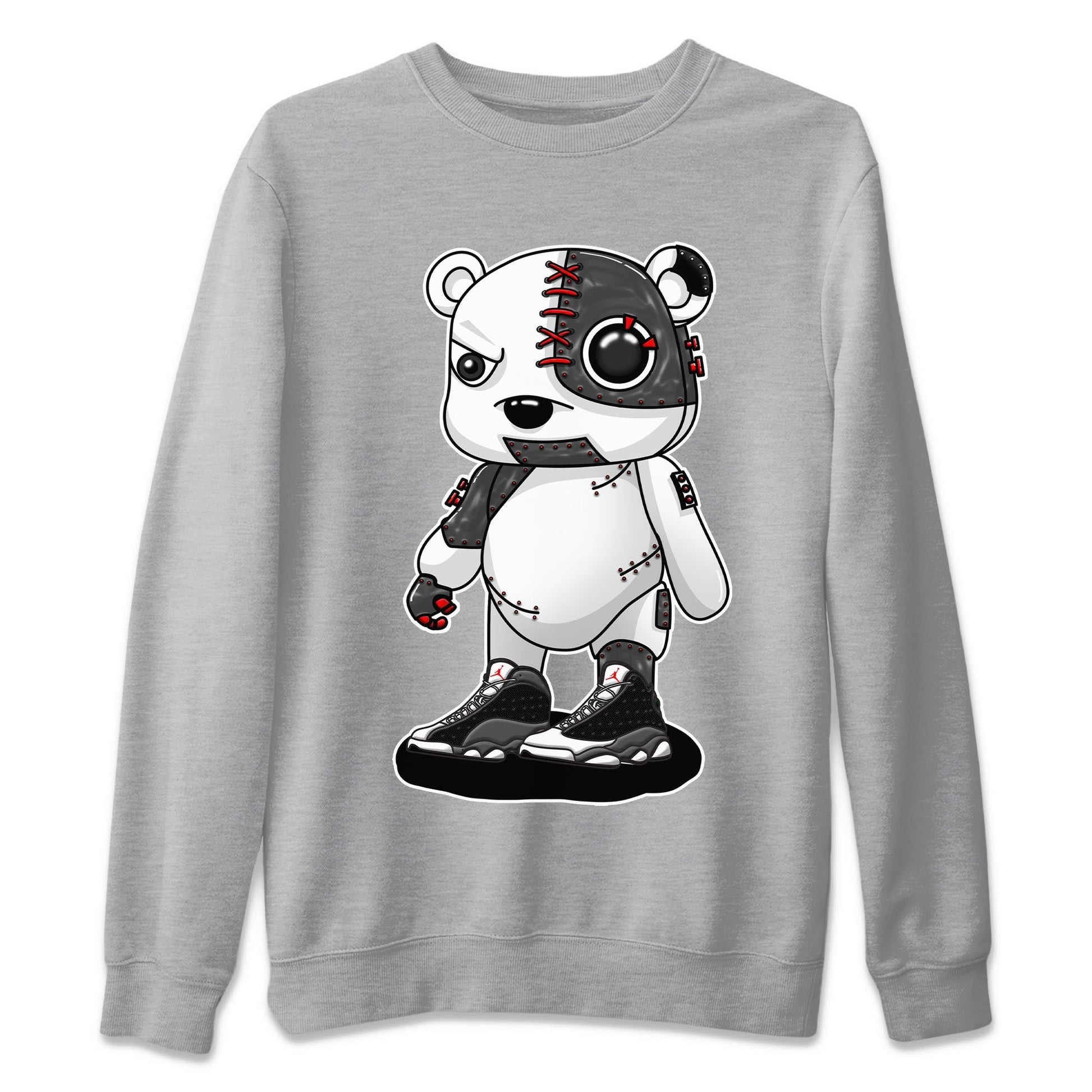 Air Jordan 13 Black Flint Sneaker Match Tees Cyborg Bear Sneaker Tees AJ 13s Black Flint Sneaker Release Tees Unisex Shirts Heather Grey 2