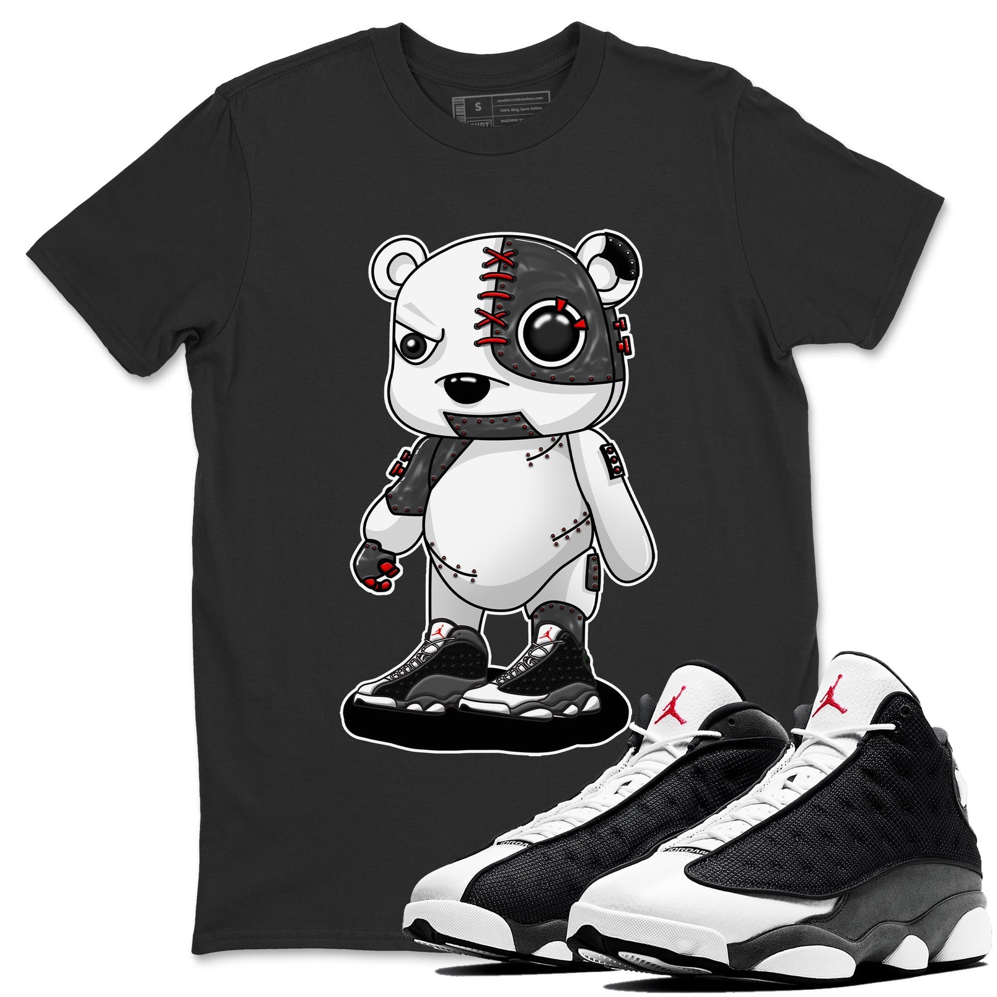 Air Jordan 13 Black Flint Sneaker Match Tees Cyborg Bear Sneaker Tees AJ 13s Black Flint Sneaker Release Tees Unisex Shirts Black 1