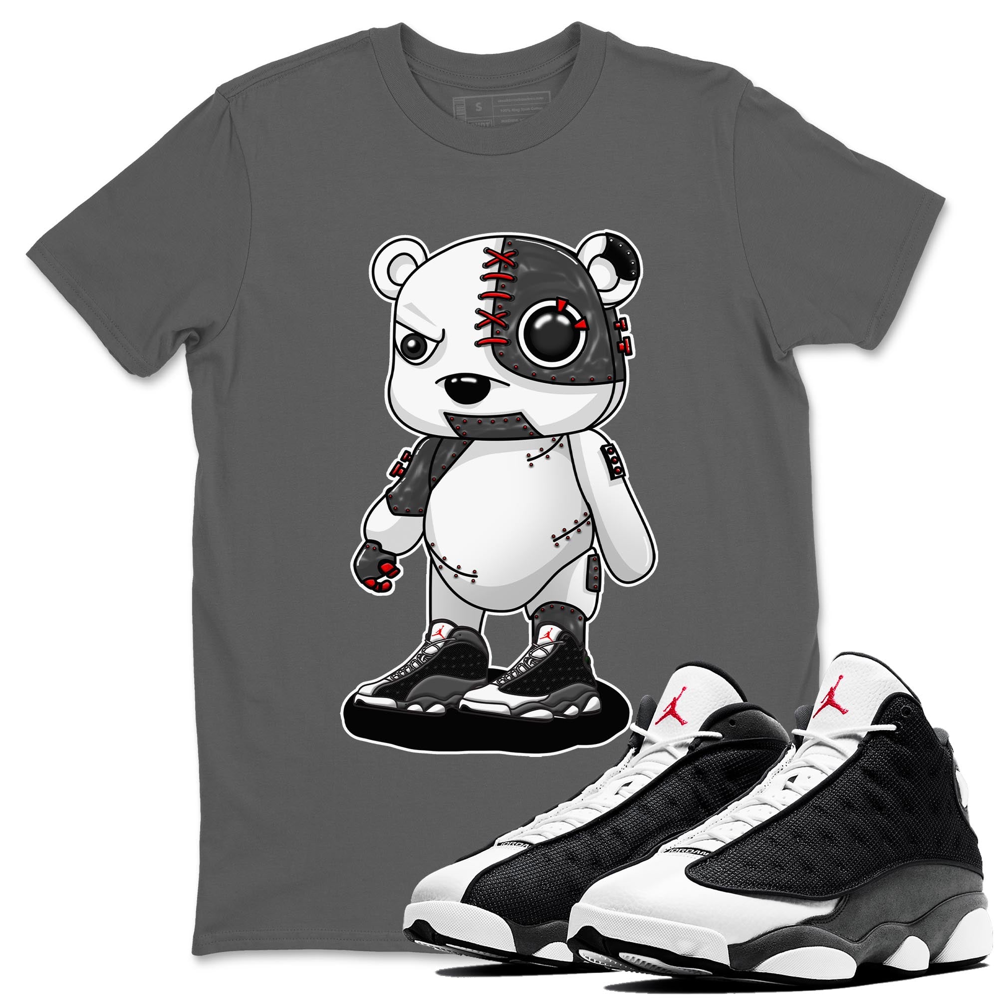 Air Jordan 13 Black Flint Sneaker Match Tees Cyborg Bear Sneaker Tees AJ 13s Black Flint Sneaker Release Tees Unisex Shirts Cool Grey 1