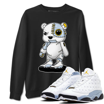 13s Blue Grey shirt to match jordans Cyborg Bear sneaker tees Air Jordan 13 Blue Grey SNRT Sneaker Release Tees unisex cotton Black 1 crew neck shirt