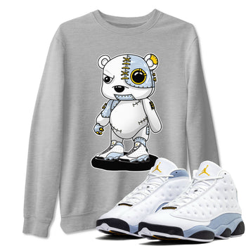 13s Blue Grey shirt to match jordans Cyborg Bear sneaker tees Air Jordan 13 Blue Grey SNRT Sneaker Release Tees unisex cotton Heather Grey 1 crew neck shirt
