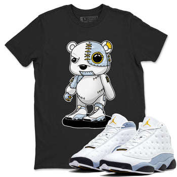 13s Blue Grey shirt to match jordans Cyborg Bear sneaker tees Air Jordan 13 Blue Grey SNRT Sneaker Release Tees unisex cotton Black 1 crew neck shirt