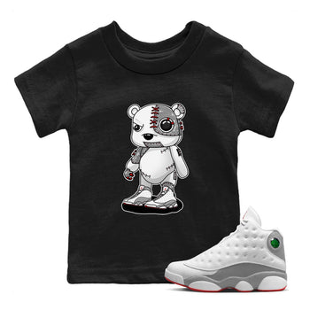 AJ13 Wolf Grey Sneaker Match Tees Cyborg Bear Sneaker Tees Air Jordan 13 Wolf Grey SNRT Sneaker Release Tees Kids Shirts Black 1