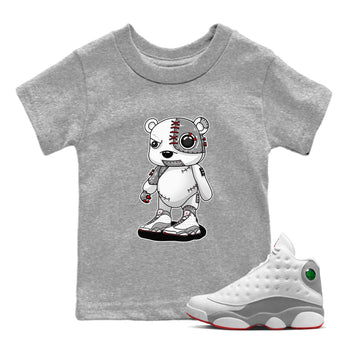 AJ13 Wolf Grey Sneaker Match Tees Cyborg Bear Sneaker Tees Air Jordan 13 Wolf Grey SNRT Sneaker Release Tees Kids Shirts Heather Grey 1