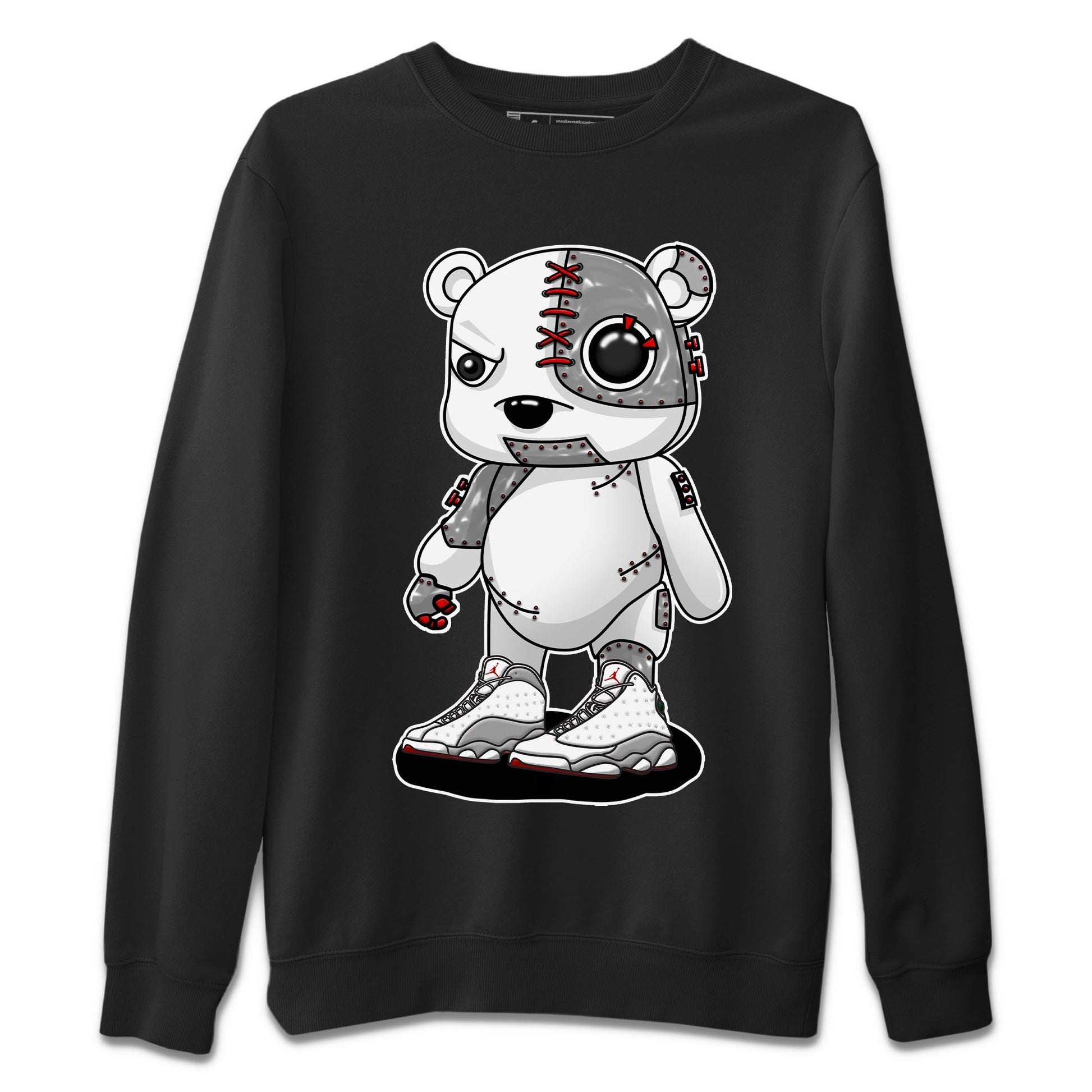 AJ13 Wolf Grey Sneaker Match Tees Cyborg Bear Sneaker Tees Air Jordan 13 Wolf Grey SNRT Sneaker Release Tees Unisex Shirts Black 2