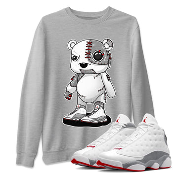 AJ13 Wolf Grey Sneaker Match Tees Cyborg Bear Sneaker Tees Air Jordan 13 Wolf Grey SNRT Sneaker Release Tees Unisex Shirts Heather Grey 1