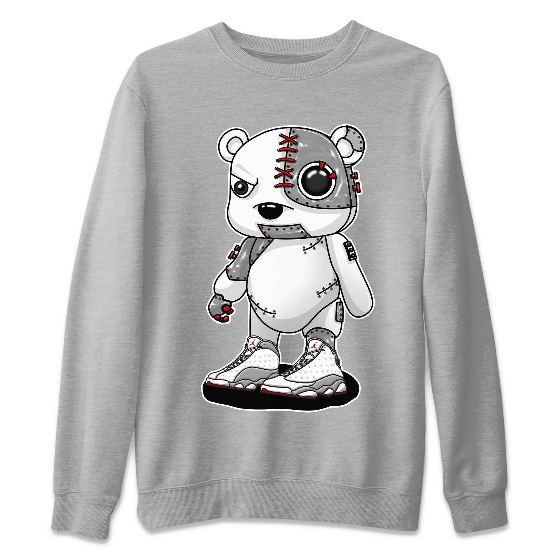AJ13 Wolf Grey Sneaker Match Tees Cyborg Bear Sneaker Tees Air Jordan 13 Wolf Grey SNRT Sneaker Release Tees Unisex Shirts Heather Grey 2