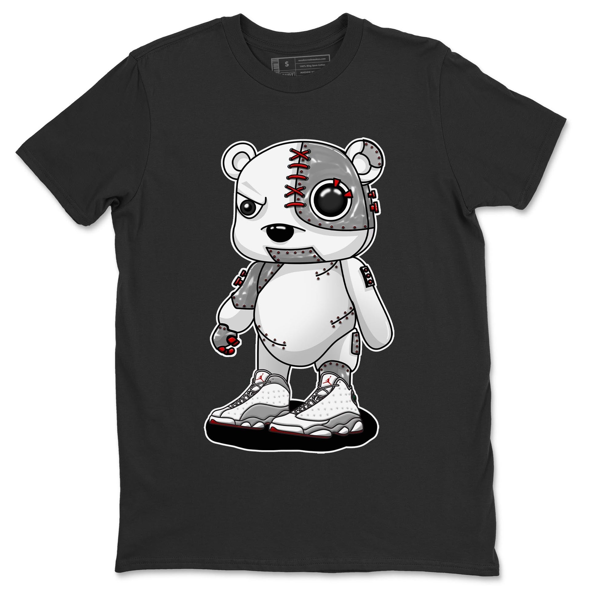 AJ13 Wolf Grey Sneaker Match Tees Cyborg Bear Sneaker Tees Air Jordan 13 Wolf Grey SNRT Sneaker Release Tees Unisex Shirts Black 2
