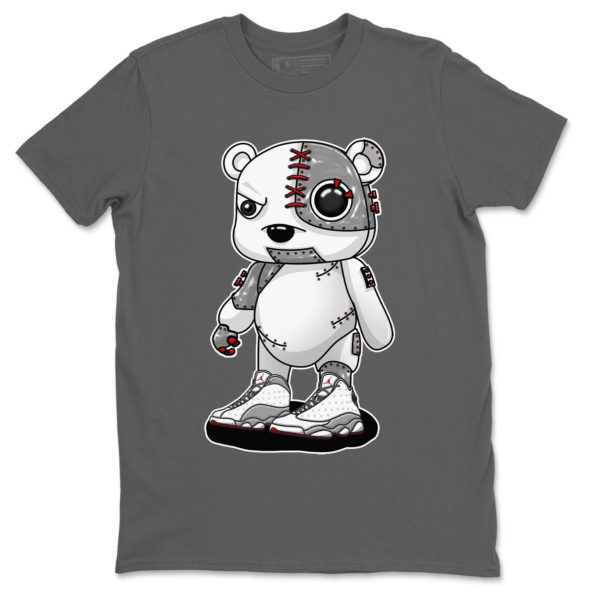 AJ13 Wolf Grey Sneaker Match Tees Cyborg Bear Sneaker Tees Air Jordan 13 Wolf Grey SNRT Sneaker Release Tees Unisex Shirts Cool Grey 2