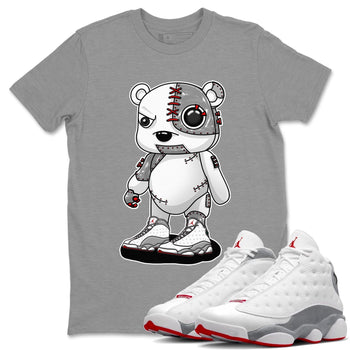 AJ13 Wolf Grey Sneaker Match Tees Cyborg Bear Sneaker Tees Air Jordan 13 Wolf Grey SNRT Sneaker Release Tees Unisex Shirts Heather Grey 1