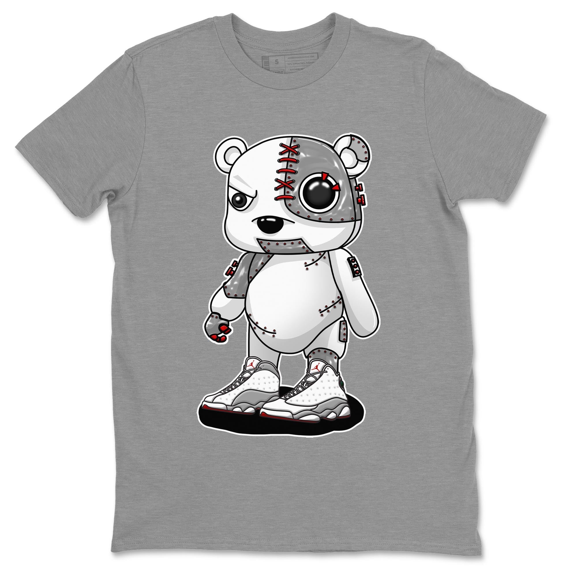 AJ13 Wolf Grey Sneaker Match Tees Cyborg Bear Sneaker Tees Air Jordan 13 Wolf Grey SNRT Sneaker Release Tees Unisex Shirts Heather Grey 2