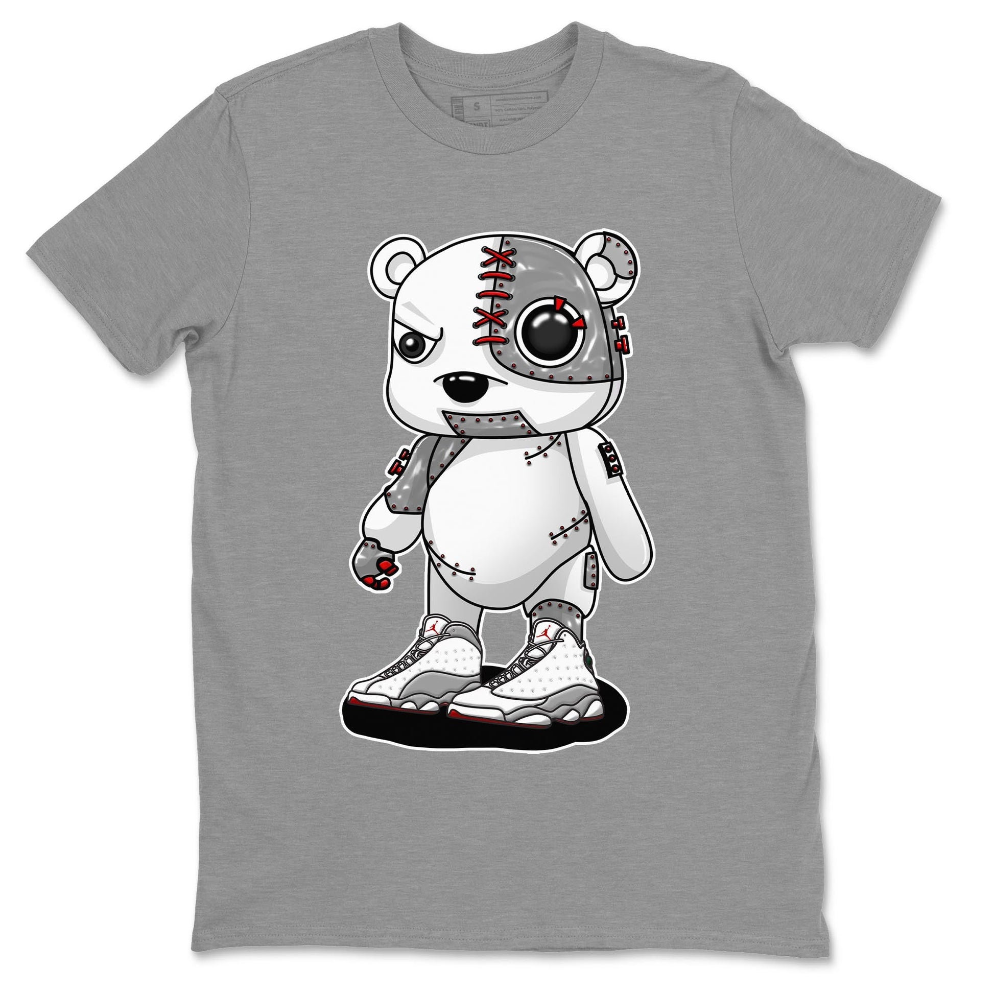 AJ13 Wolf Grey Sneaker Match Tees Cyborg Bear Sneaker Tees Air Jordan 13 Wolf Grey SNRT Sneaker Release Tees Unisex Shirts Heather Grey 2
