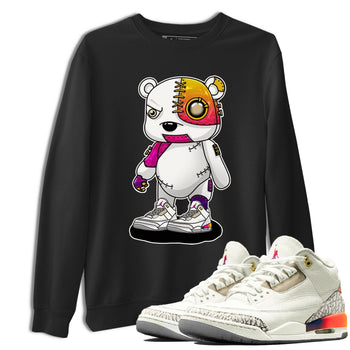 Air Jordan 3 J Balvin shirt to match jordans Cyborg Bear sneaker tees Crew Neck Air Jordan 3 X J Balvin SNRT Sneaker Release Tees Unisex Casual Shirts Black 1 T-Shirt