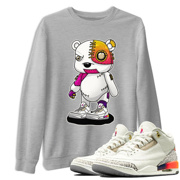 Air Jordan 3 J Balvin shirt to match jordans Cyborg Bear sneaker tees Crew Neck Air Jordan 3 X J Balvin SNRT Sneaker Release Tees Unisex Casual Shirts Heather Grey 1 T-Shirt