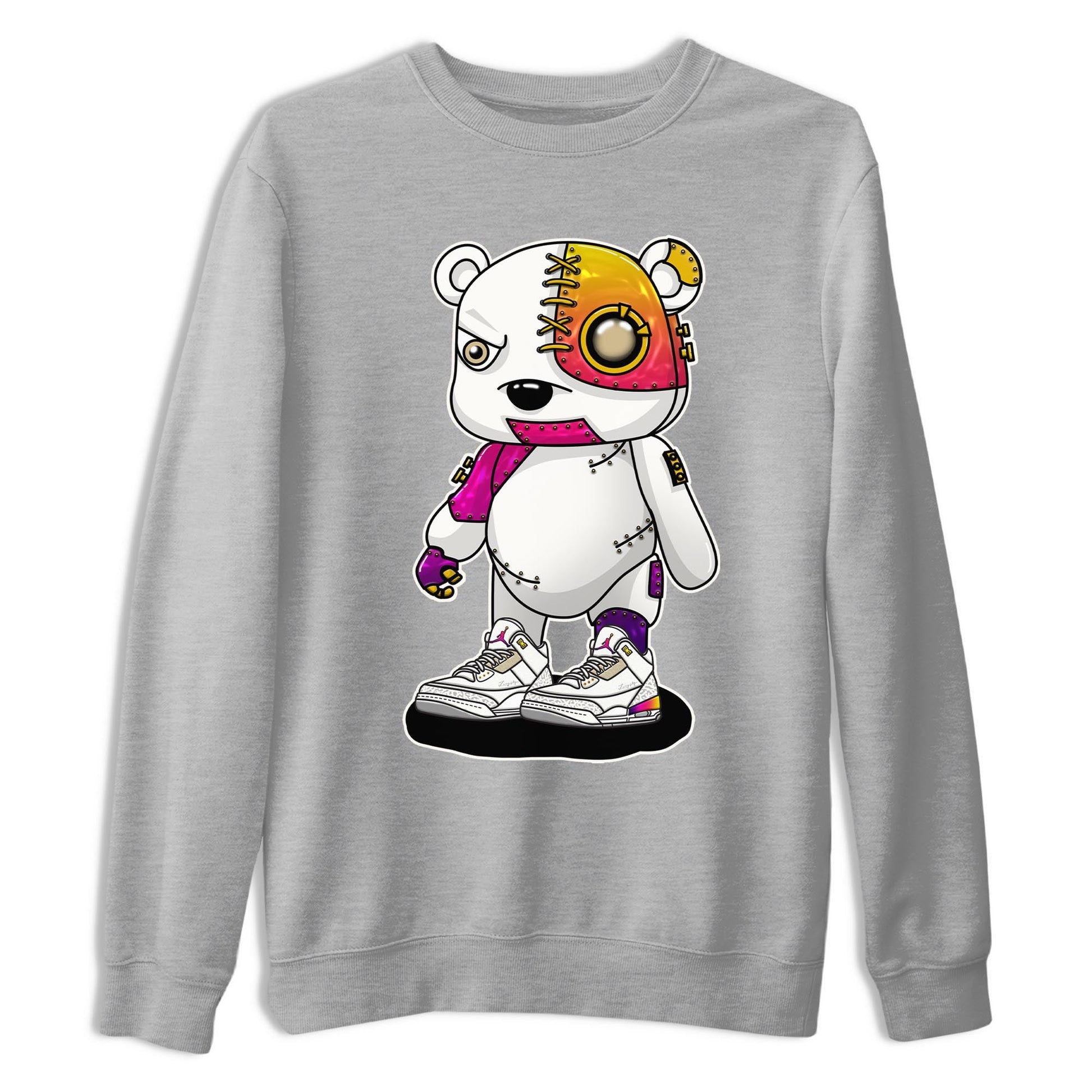 Air Jordan 3 J Balvin shirt to match jordans Cyborg Bear sneaker tees Crew Neck Air Jordan 3 X J Balvin SNRT Sneaker Release Tees Unisex Casual Shirts Heather Grey 2 T-Shirt