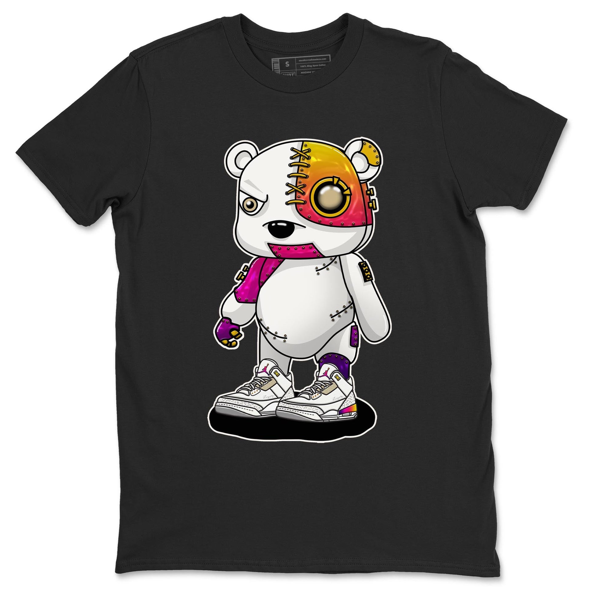 Air Jordan 3 J Balvin shirt to match jordans Cyborg Bear sneaker tees Crew Neck Air Jordan 3 X J Balvin SNRT Sneaker Release Tees Unisex Casual Shirts Black 2 T-Shirt