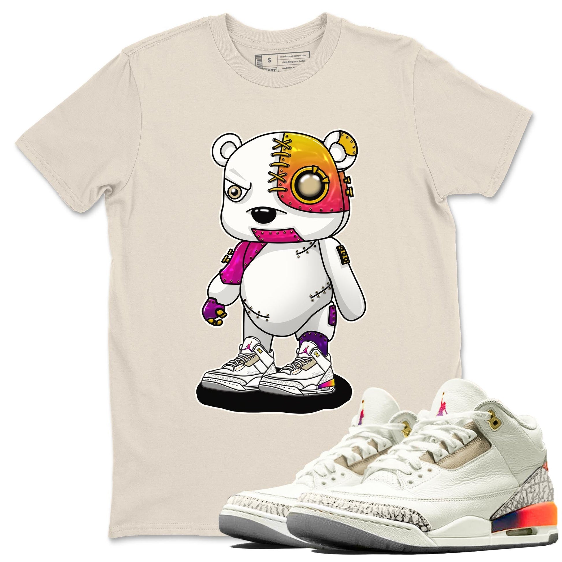 Air Jordan 3 J Balvin shirt to match jordans Cyborg Bear sneaker tees Crew Neck Air Jordan 3 X J Balvin SNRT Sneaker Release Tees Unisex Casual Shirts Natural 1 T-Shirt