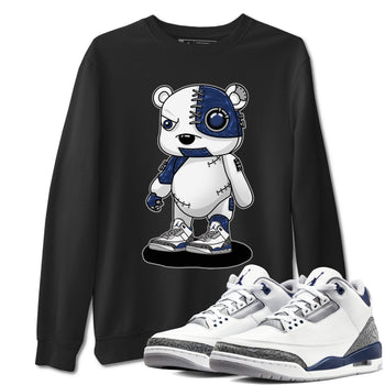 Air Jordan 3 Retro Midnight Navy shirt to match jordans Cyborg Bear sneaker shirt 3s Midnight Navy SNRT sneaker tees unisex crew neck cotton Black 1 crew neck shirt