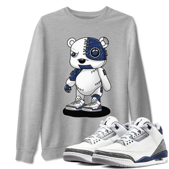 Air Jordan 3 Retro Midnight Navy shirt to match jordans Cyborg Bear sneaker shirt 3s Midnight Navy SNRT sneaker tees unisex crew neck cotton Heather Grey 1 crew neck shirt