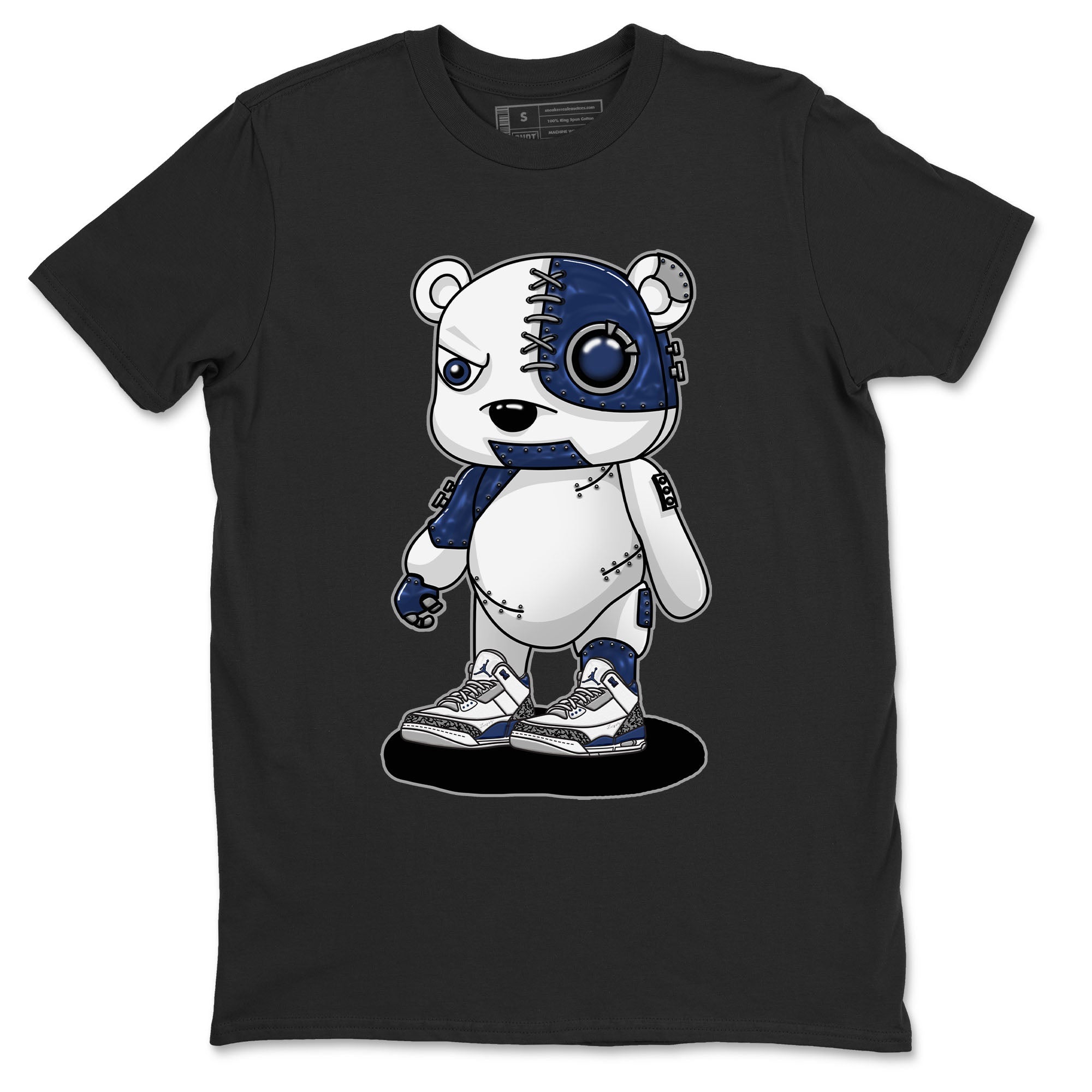 Air Jordan 3 Retro Midnight Navy shirt to match jordans Cyborg Bear sneaker shirt 3s Midnight Navy SNRT sneaker tees unisex crew neck cotton Black 2 crew neck shirt