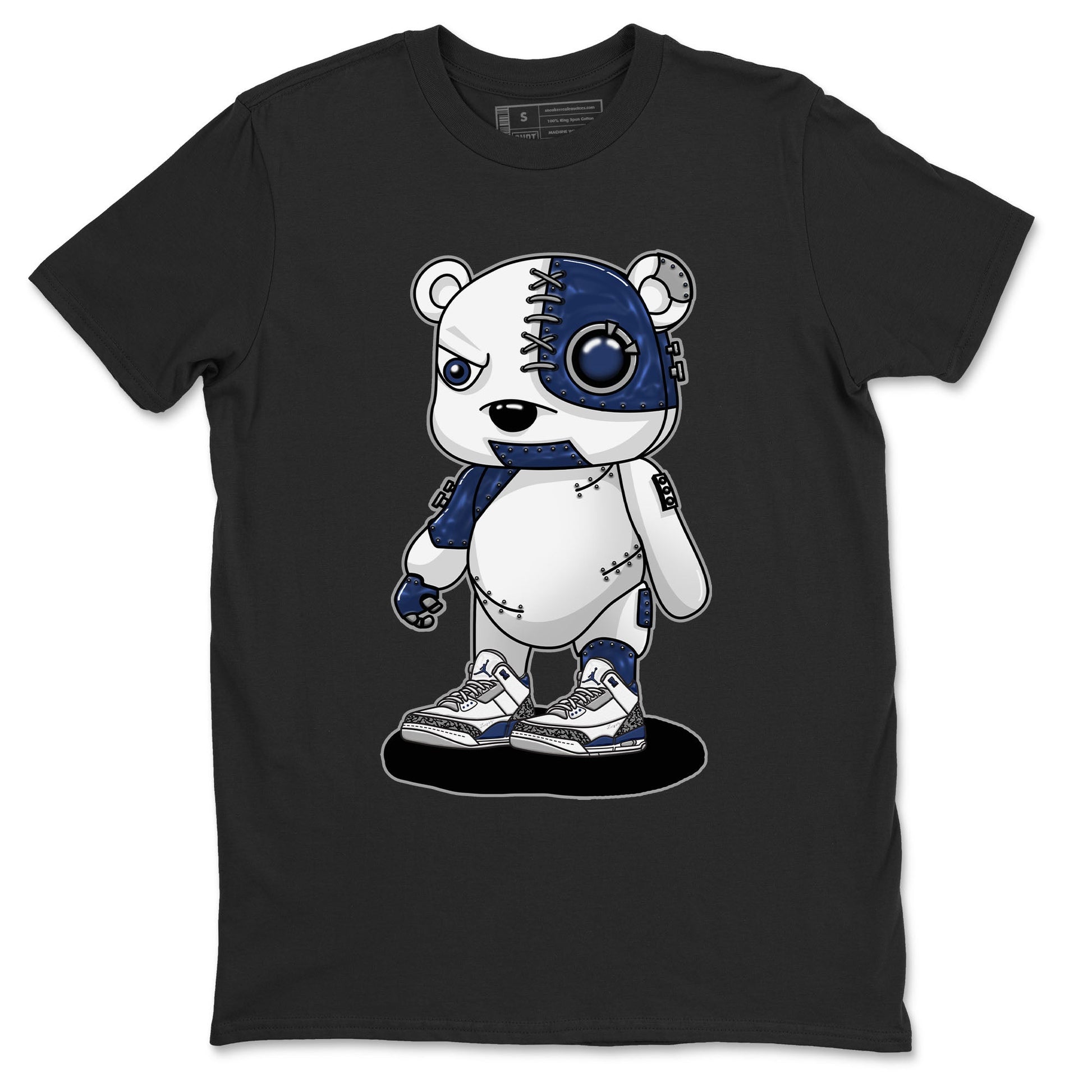 Air Jordan 3 Retro Midnight Navy shirt to match jordans Cyborg Bear sneaker shirt 3s Midnight Navy SNRT sneaker tees unisex crew neck cotton Black 2 crew neck shirt