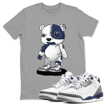 Air Jordan 3 Retro Midnight Navy shirt to match jordans Cyborg Bear sneaker shirt 3s Midnight Navy SNRT sneaker tees unisex crew neck cotton Heather Grey 1 crew neck shirt