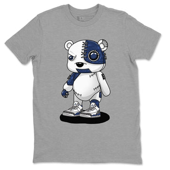Air Jordan 3 Retro Midnight Navy shirt to match jordans Cyborg Bear sneaker shirt 3s Midnight Navy SNRT sneaker tees unisex crew neck cotton Heather Grey 2 crew neck shirt