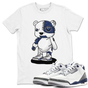 Air Jordan 3 Retro Midnight Navy shirt to match jordans Cyborg Bear sneaker shirt 3s Midnight Navy SNRT sneaker tees unisex crew neck cotton White 1 crew neck shirt