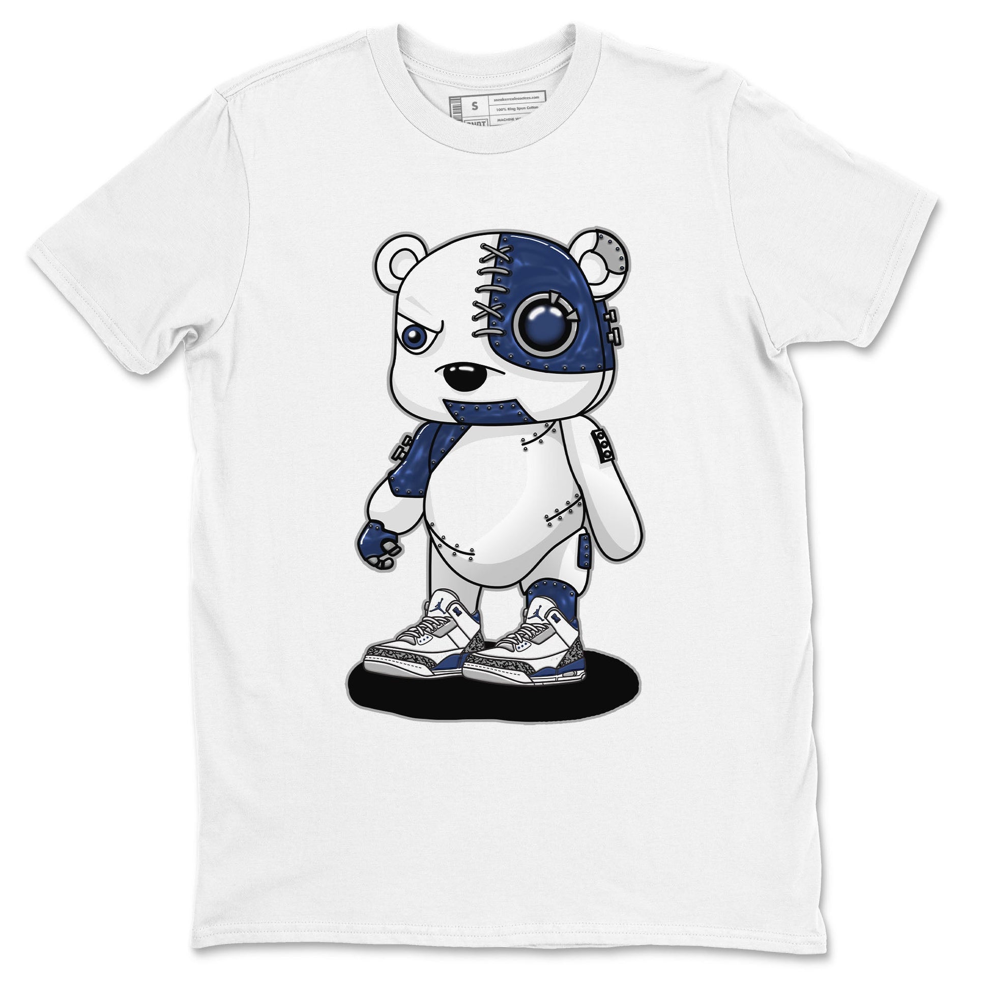 Air Jordan 3 Retro Midnight Navy shirt to match jordans Cyborg Bear sneaker shirt 3s Midnight Navy SNRT sneaker tees unisex crew neck cotton White 2 crew neck shirt