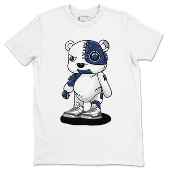 Air Jordan 3 Retro Midnight Navy shirt to match jordans Cyborg Bear sneaker shirt 3s Midnight Navy SNRT sneaker tees unisex crew neck cotton White 2 crew neck shirt