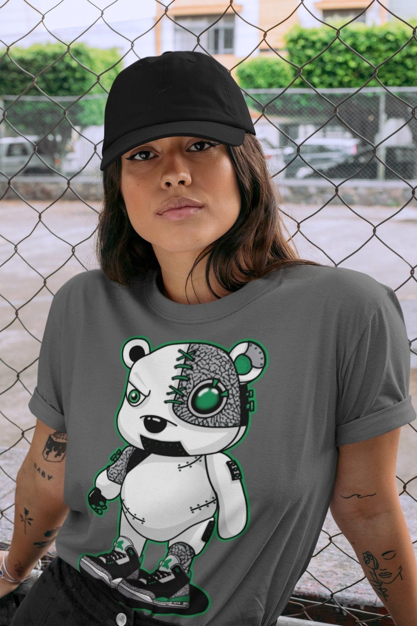 Jordan 3 Pine Green Sneaker Match Tees Cyborg Bear Sneaker Tees Jordan 3 Pine Green Sneaker Release Tees Unisex Shirts